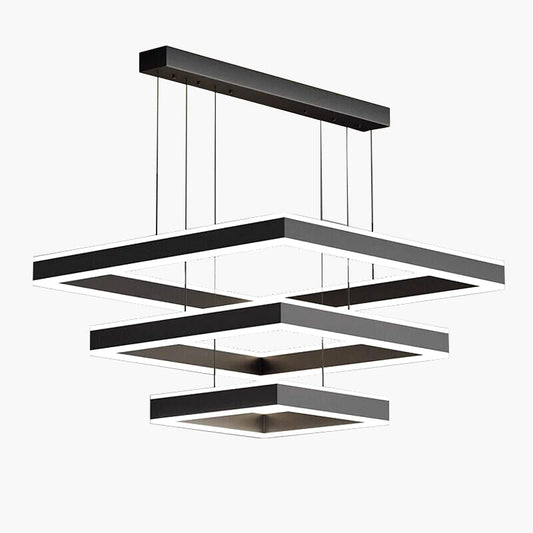 Eloer Tiered Black Square Pendant Lamp for Living Room
