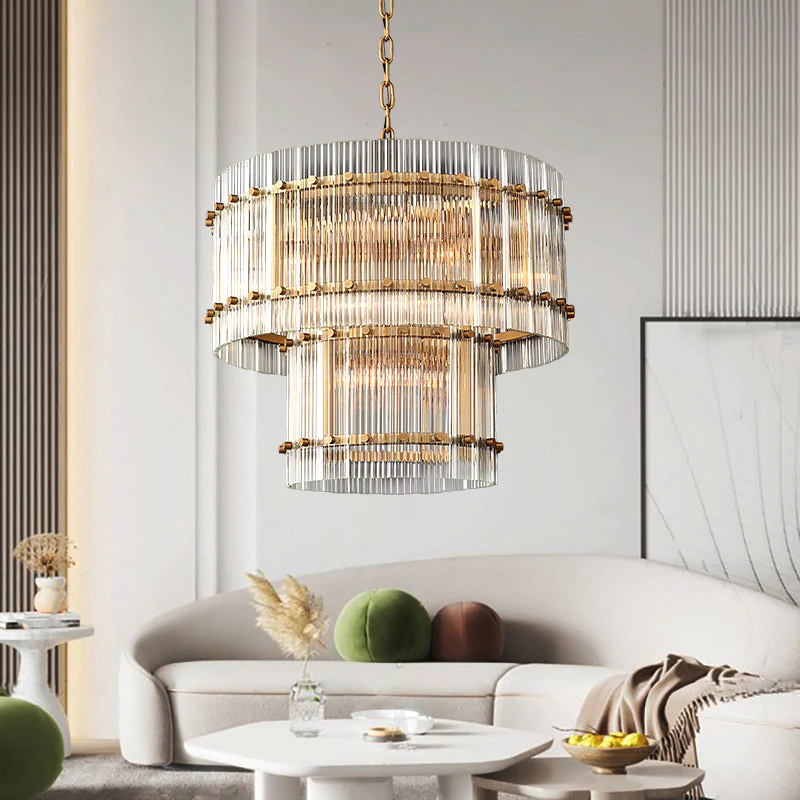 San Modern 2-Tier Round Chandelier 22" For Living Room-konalight