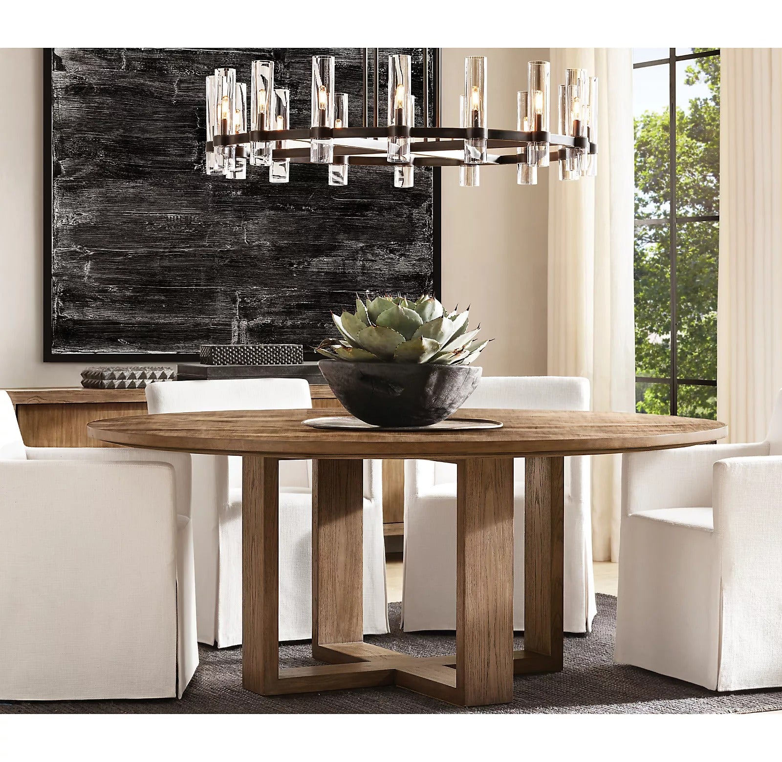 Ravelle Round Minimalist Glass Chandelier 48"-konalight