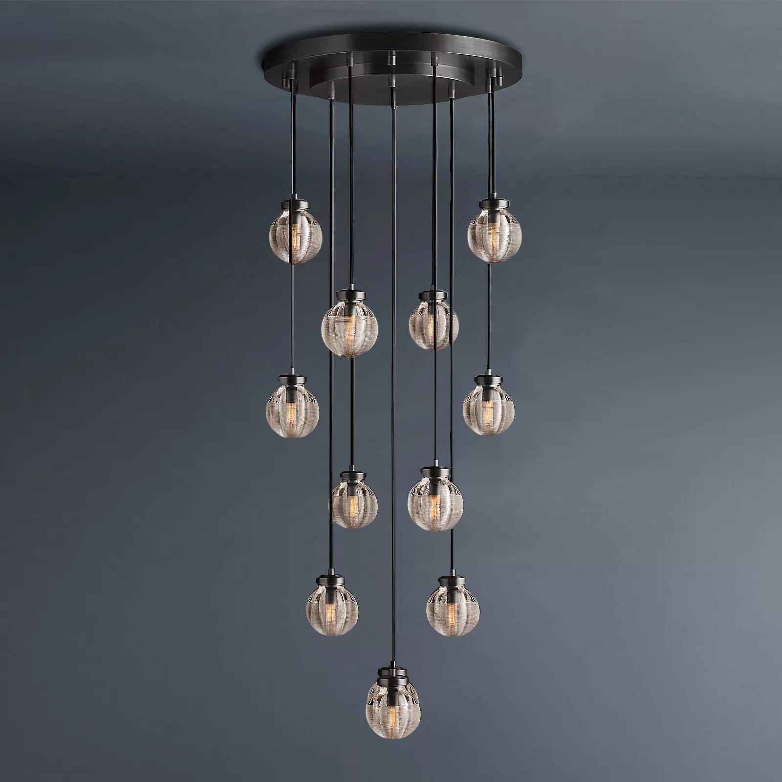 Pearly Round Chandelier Vintage Light Fixture 22"-konalight