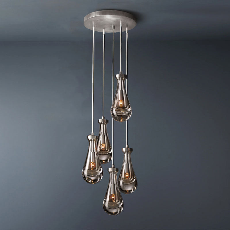 Raindrop Round 5-Lights Rod Chandelier-konalight