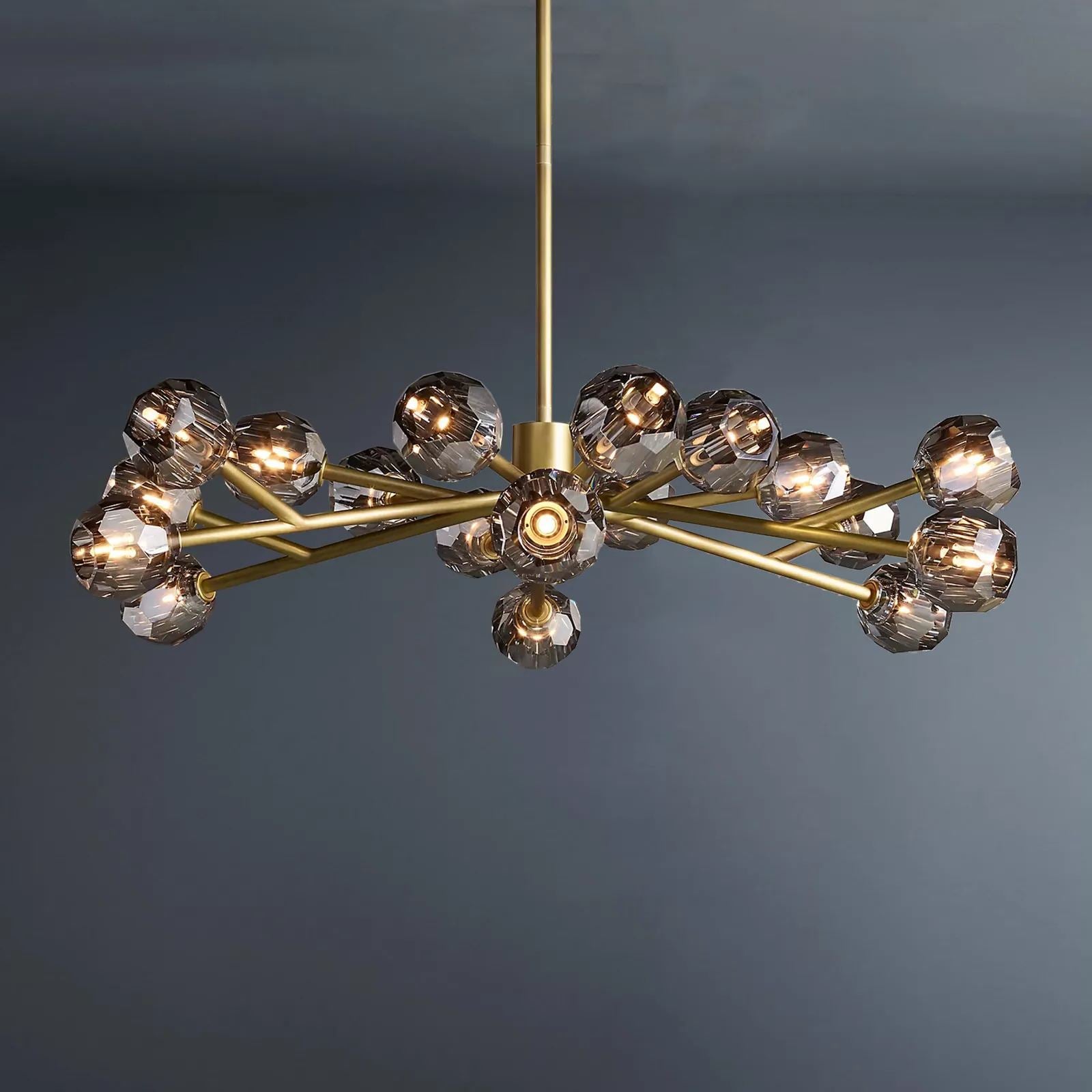 Boule De Crystal Ball Smoke Glass Round Chandelier 48"