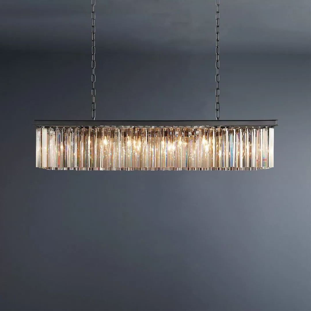 Crystal 1920s Rhys Rectangular Chandelier L49"-konalight