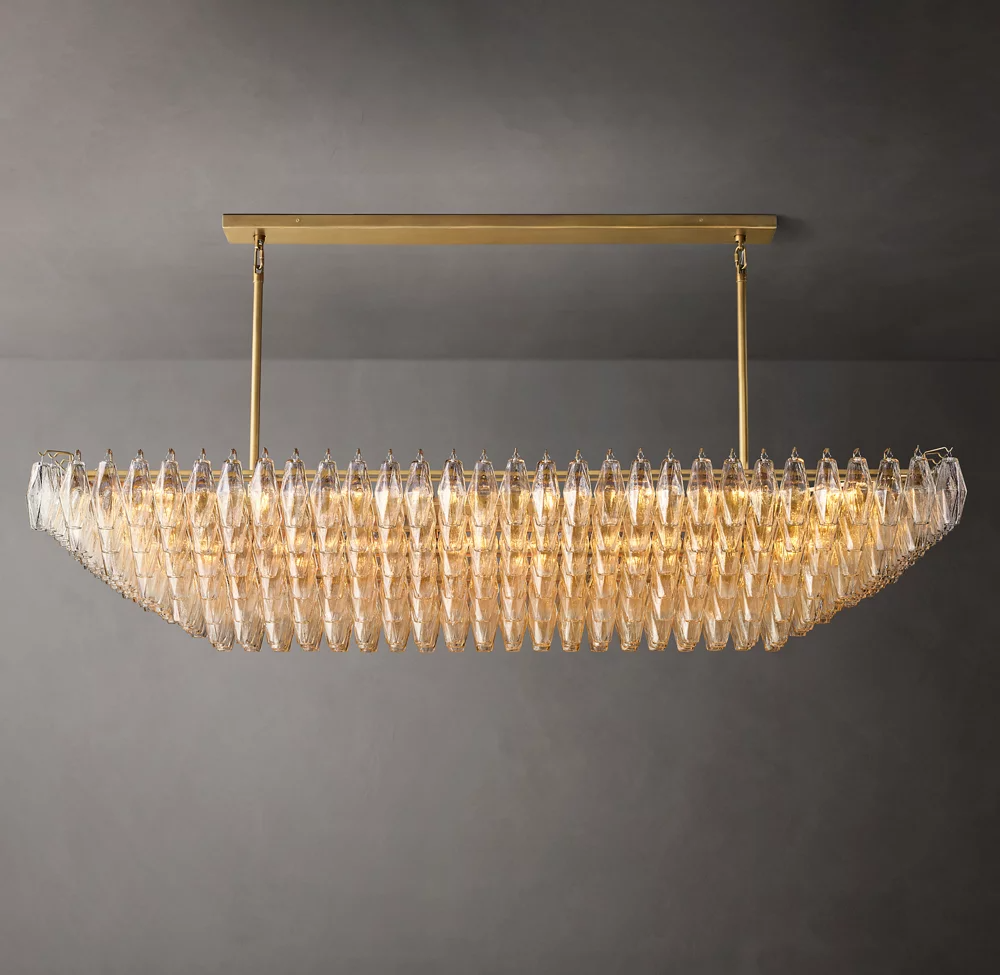 Mia Clear Glass Tiered Rectangular Chandelier For Dinning Room-konalight