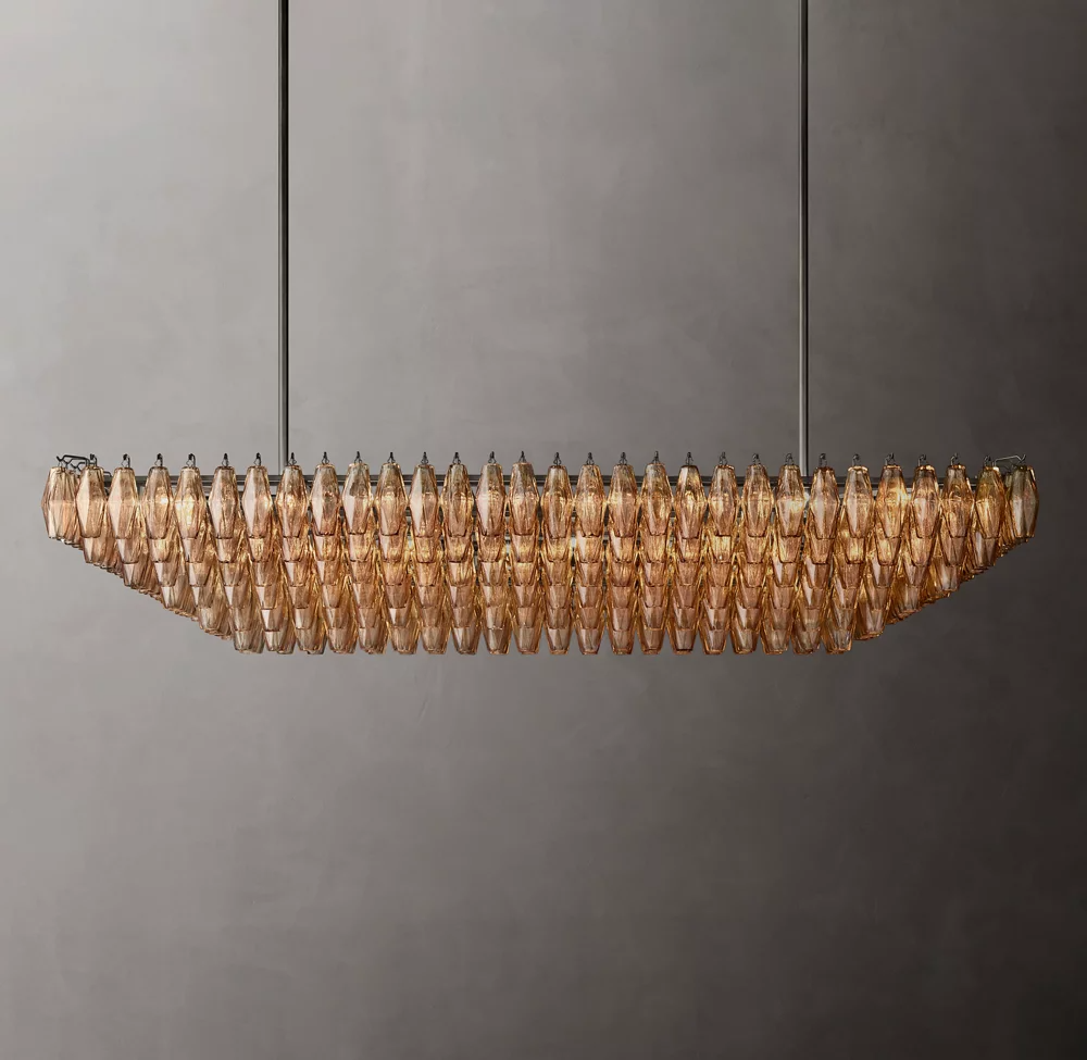 Mia Smoke Glass Tiered Rectangular Chandelier For Dinning Room-konalight