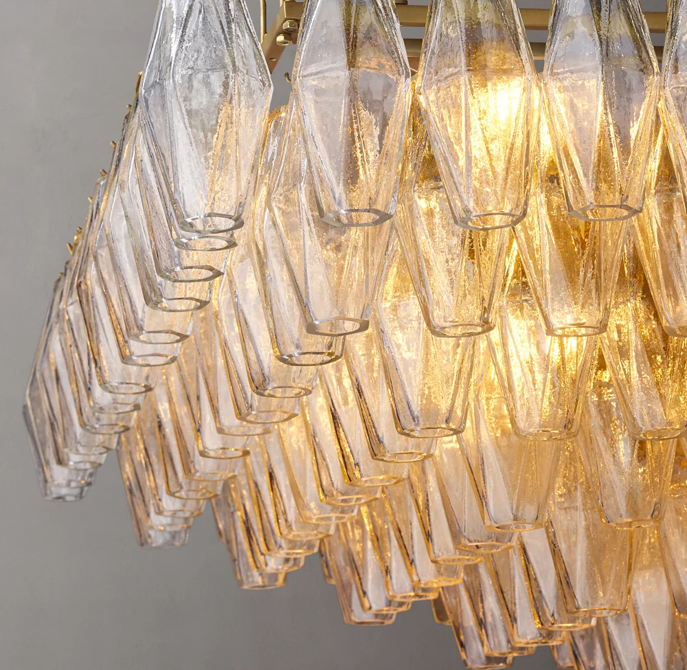 Mia Clear Glass Tiered Rectangular Chandelier For Dinning Room-konalight