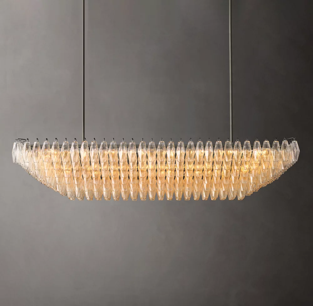 Mia Clear Glass Tiered Rectangular Chandelier For Dinning Room-konalight
