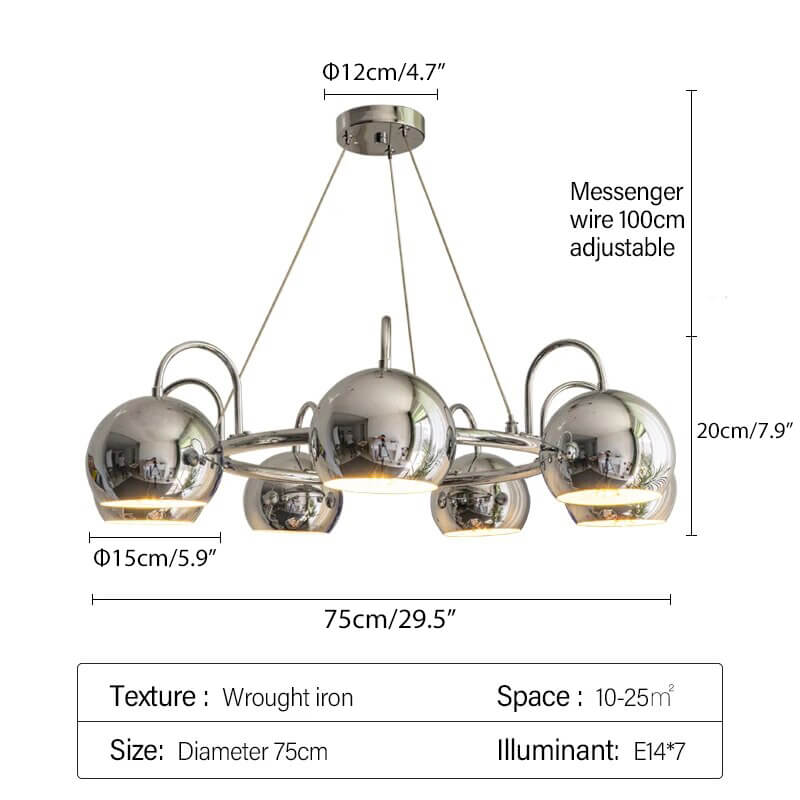 Eloer Bauhaus Style Antique Chrome Chandelier