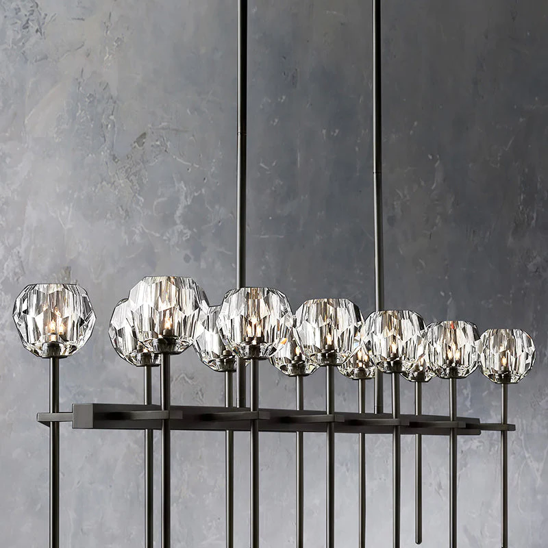 Boule De Crystal Ball Glass Linear Chandelier 60"(rod)-konalight