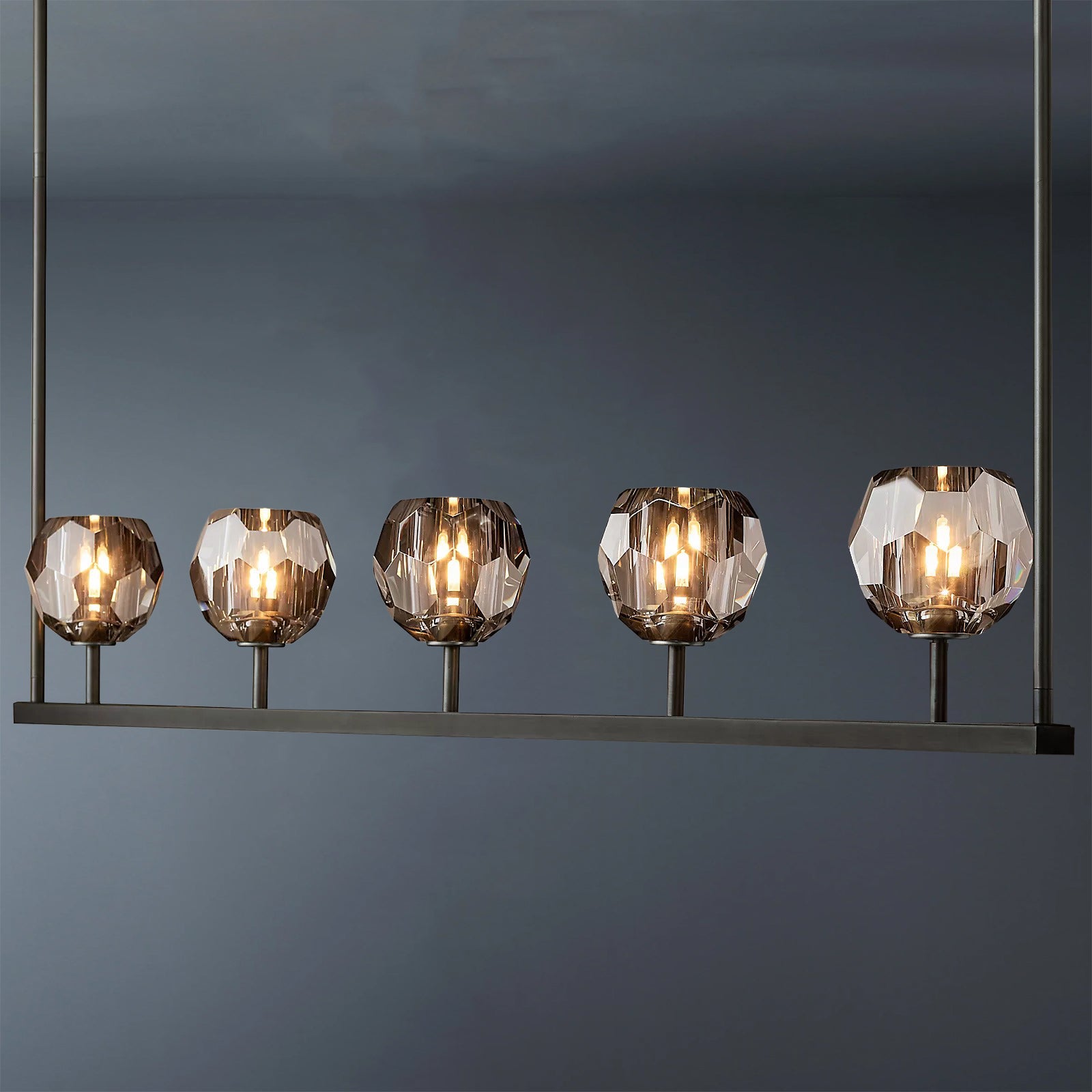 Boule De Crystal Ball Clear/Smoke Glass Linear Chandelier 48"