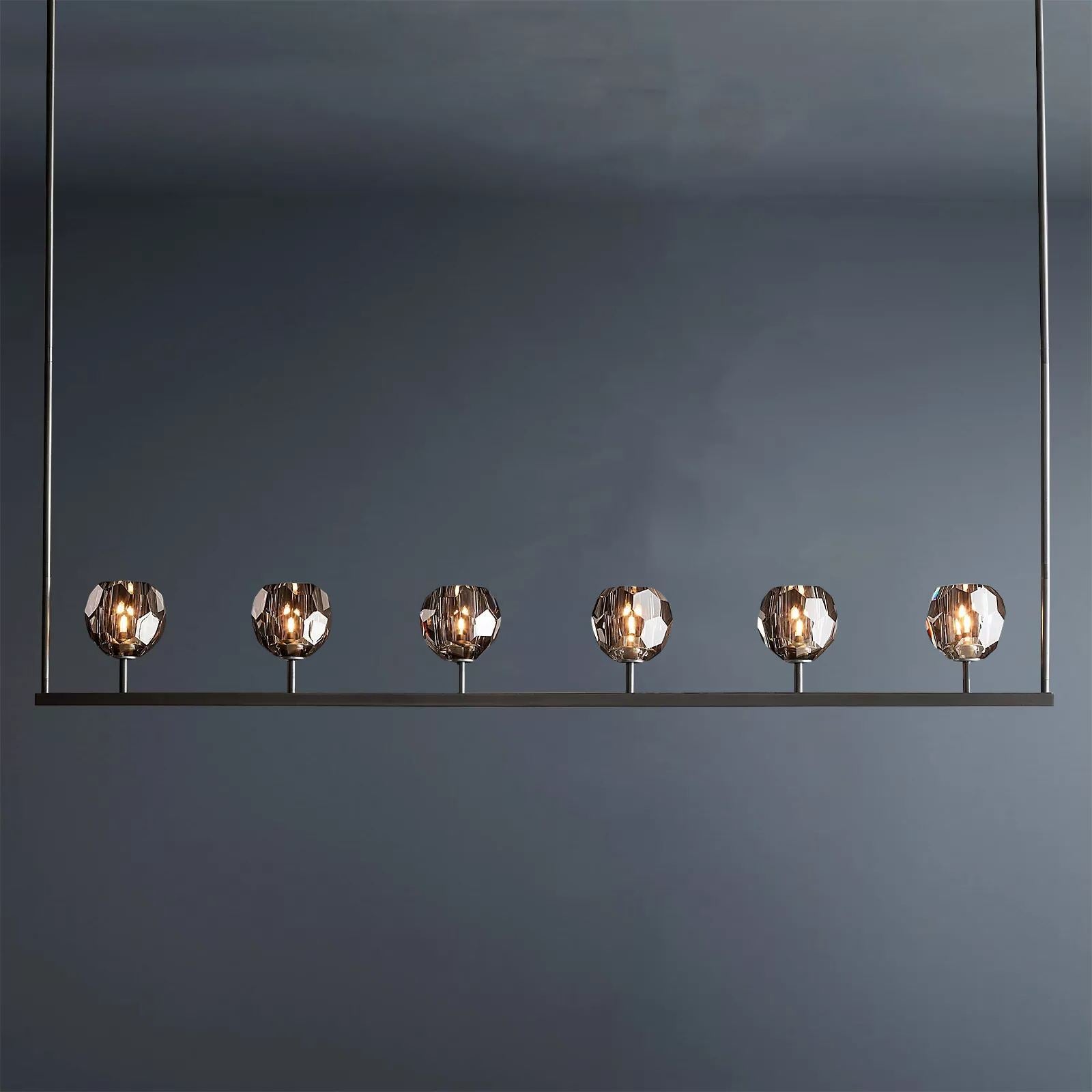 Boule De Crystal Ball Clear/Smoke Glass Linear Chandelier 60"-konalight