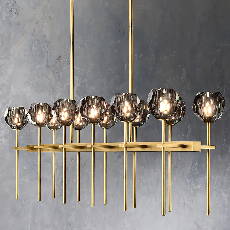 Boule De Crystal Ball Glass Linear Chandelier 60"(rod)-konalight