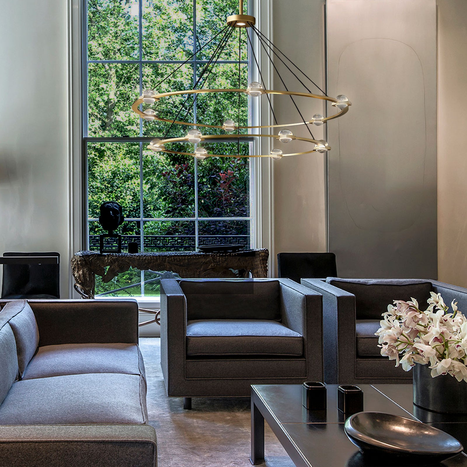 Eclatant Vintage Two-tier Round Chandelier 60"