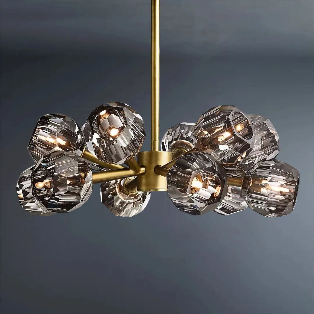 Boule De Crystal Ball Smoke Glass Round Chandelier 24"