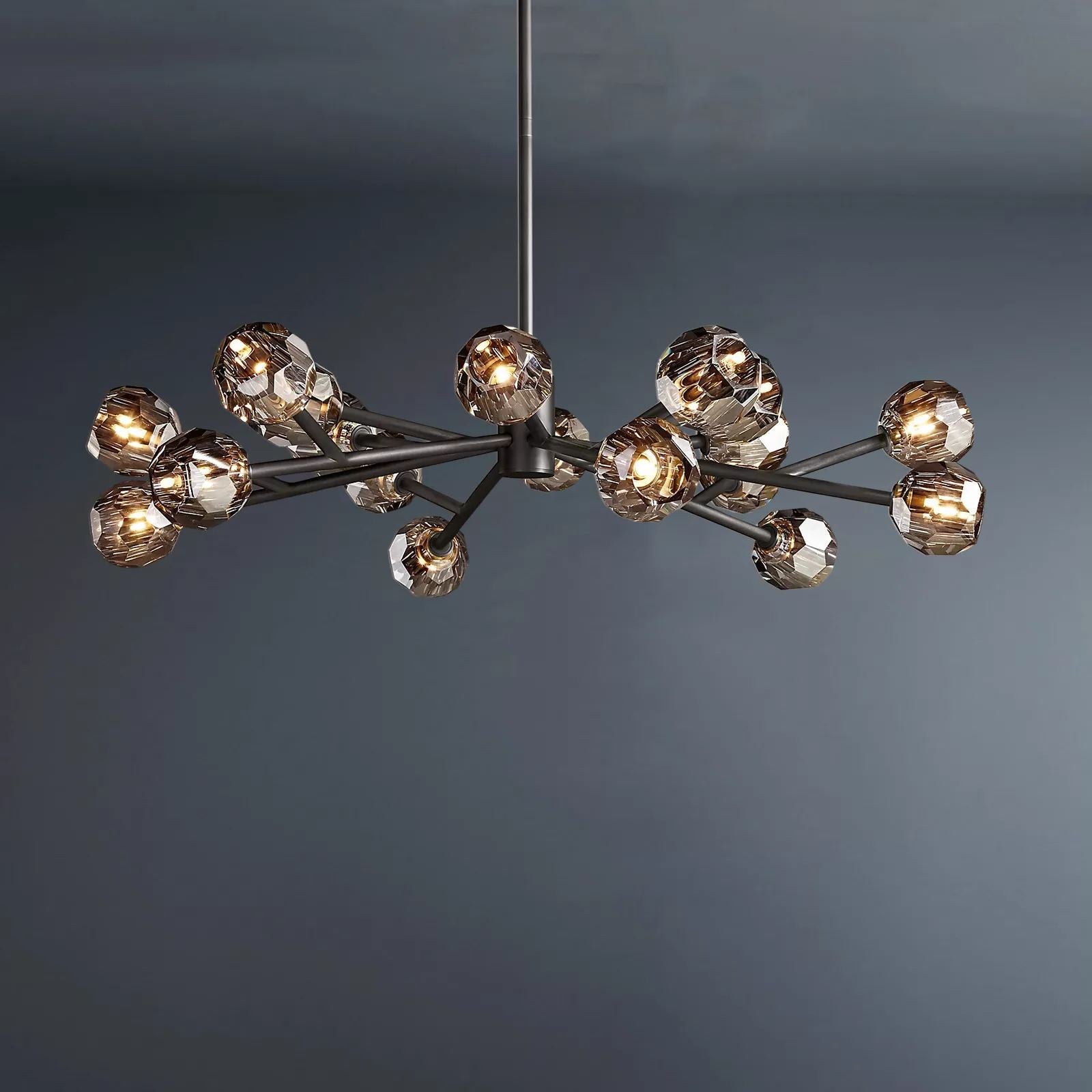 Boule De Crystal Ball Smoke Glass Round Chandelier 48"