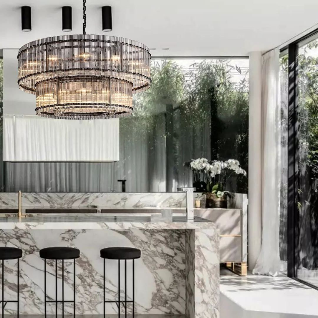 Modern San Marco Cake Two-Tier Round Luxury Chandelier 60"-konalight