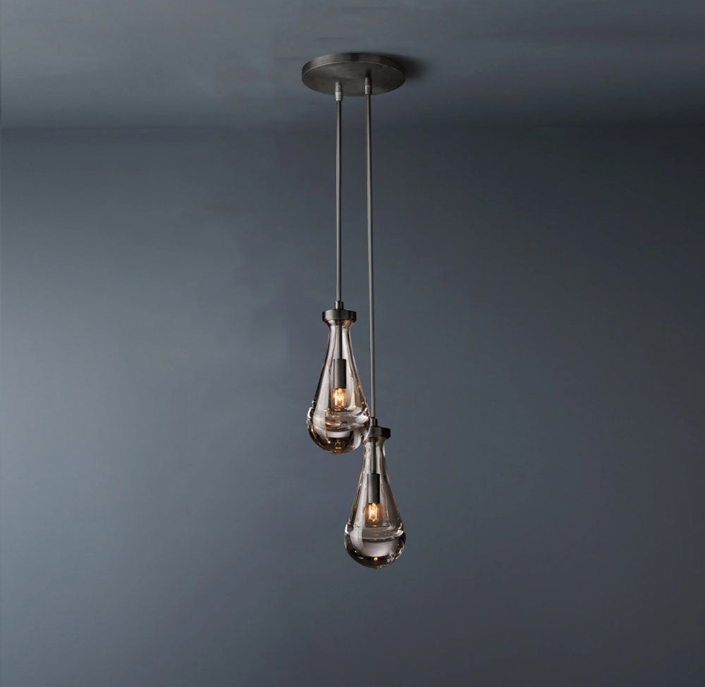 Raindrop Round 2-Lights Rod Chandelier -konalight