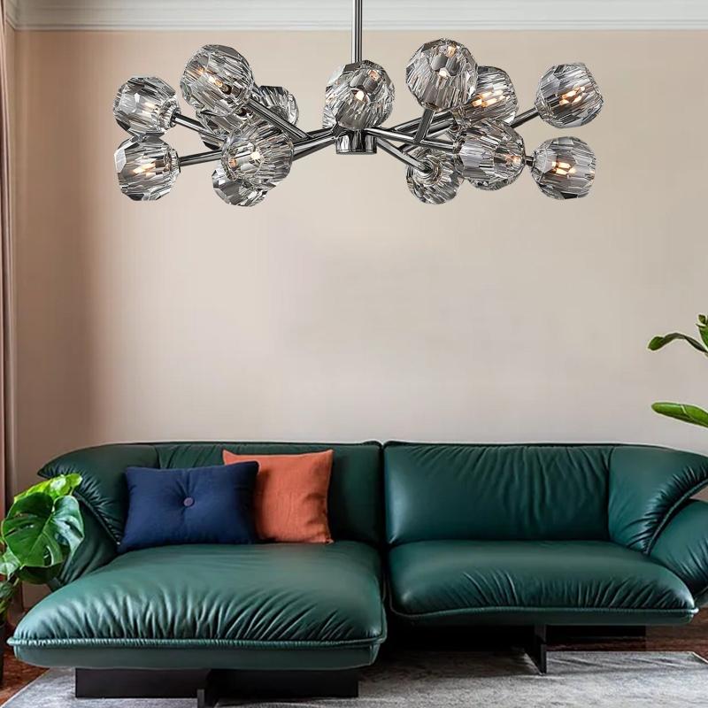 Boule De Multi-faceted Cut Clear Crystal Ball Chandelier 18-Light 36"