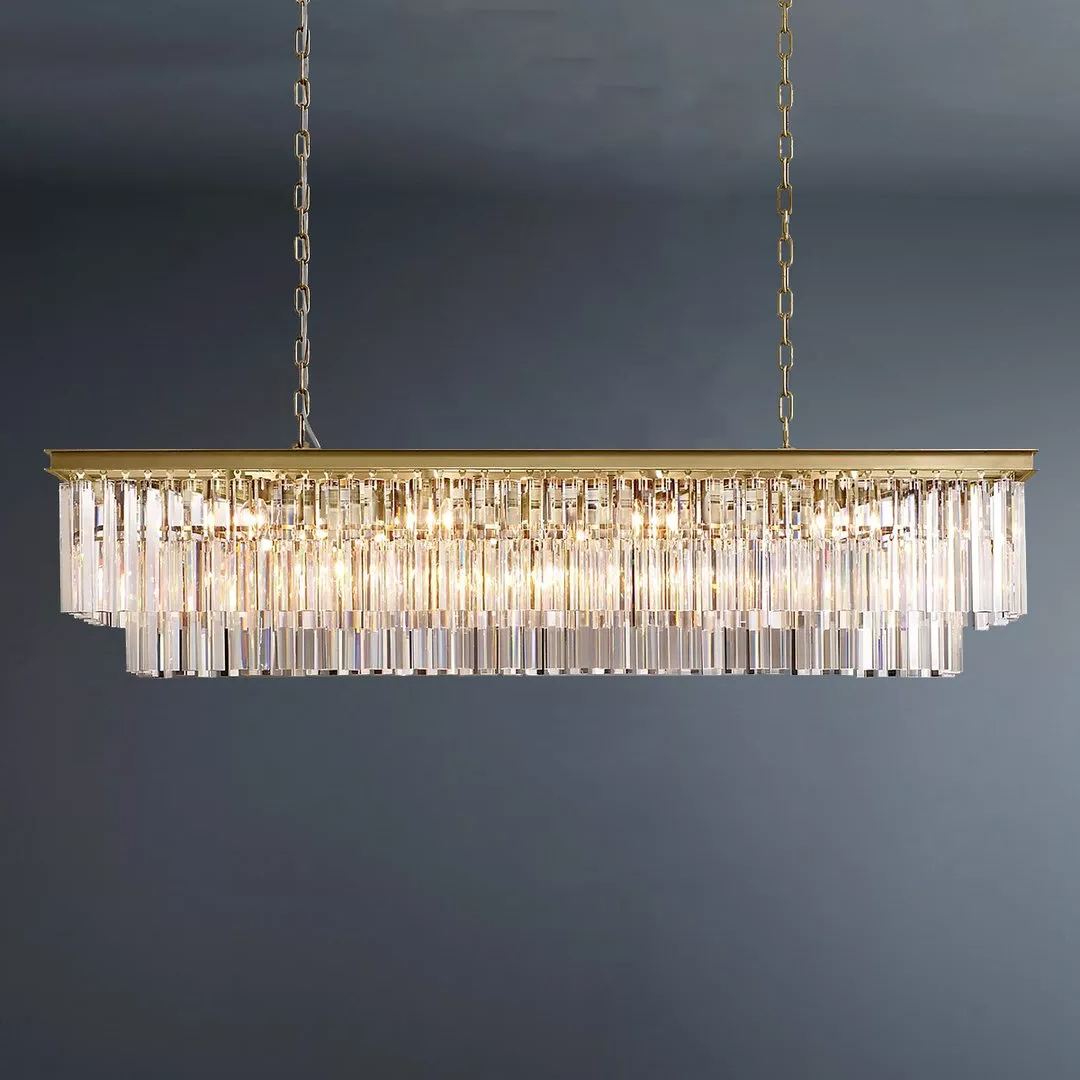 2-Tier Crystal 1920s Odeon Rectangular Chandelier L59"-konalight