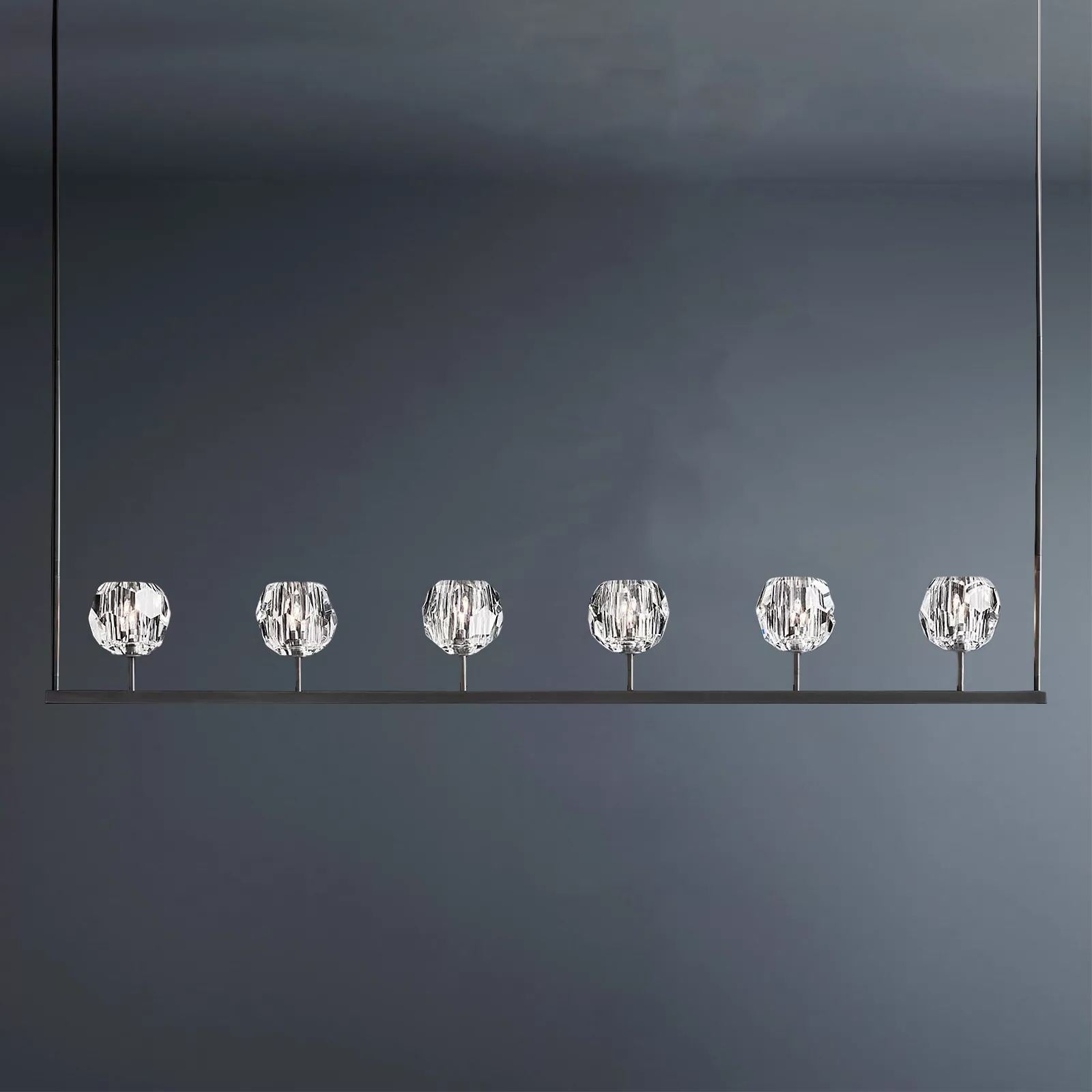 Boule De Crystal Ball Clear/Smoke Glass Linear Chandelier 60"-konalight