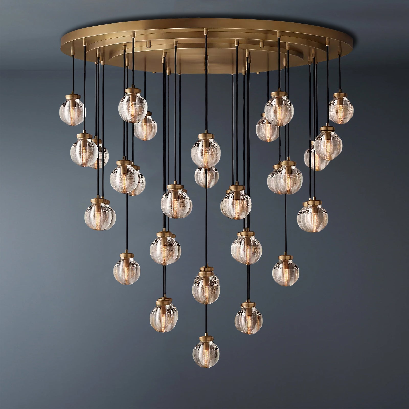 Pearl Round Chandelier Vintage Light Fixture 48"-konalight