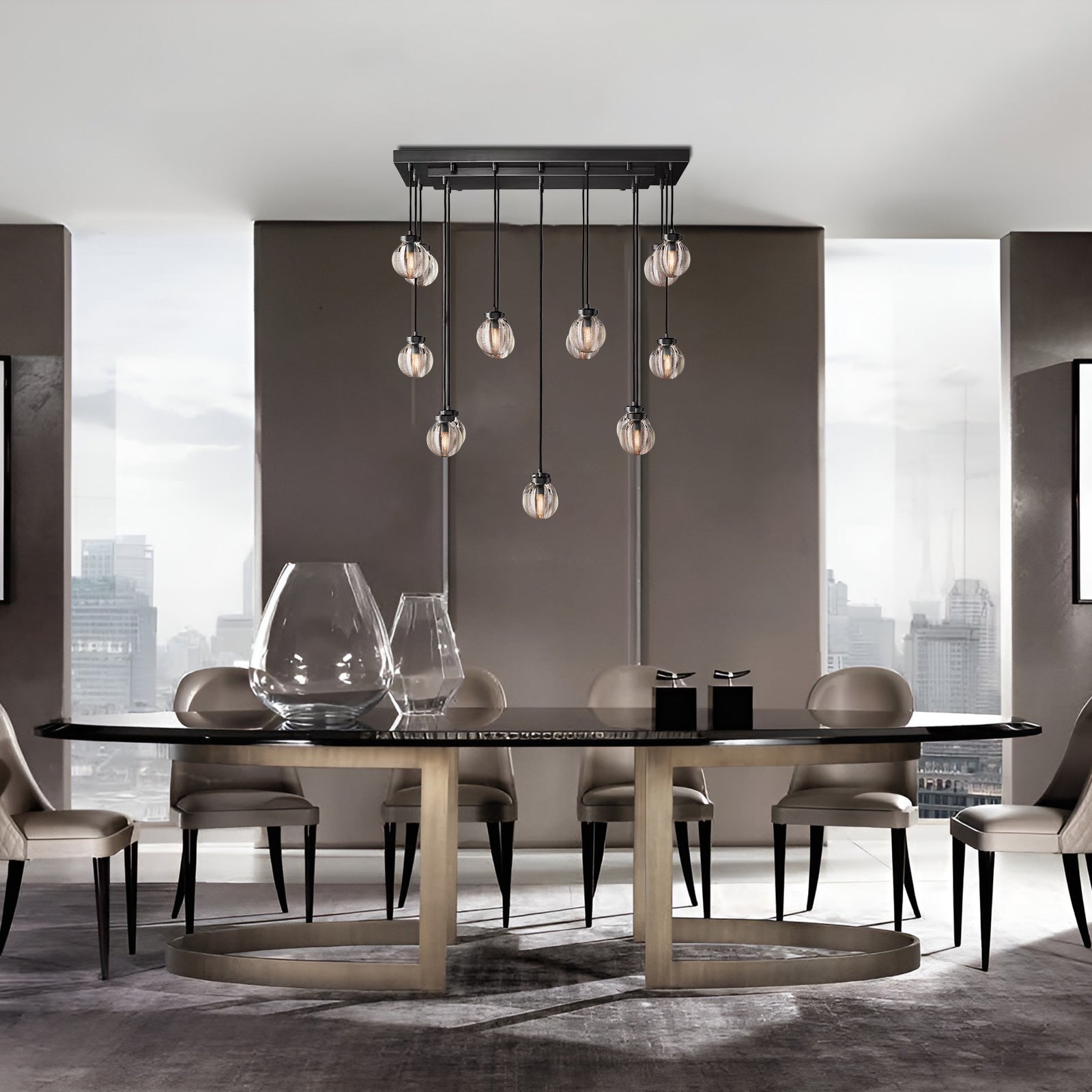 Pearl Linear Chandelier Vintage Light Fixture 36"-konalight