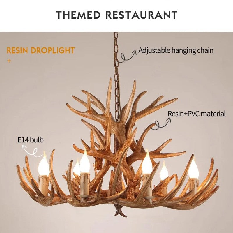 Eloer Antler Shape Resin Chandelier for Living Room