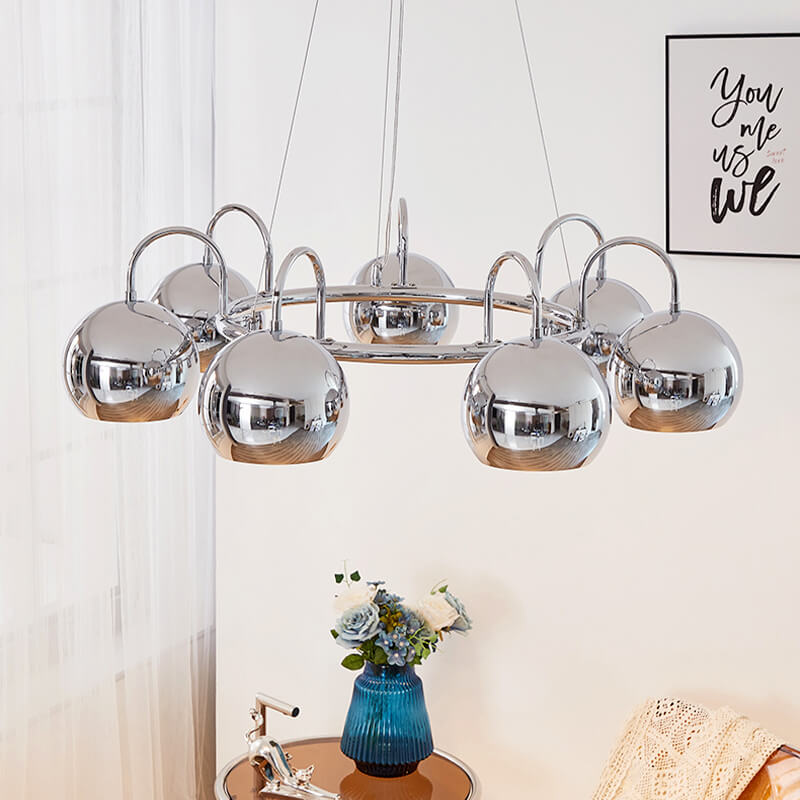 Eloer Bauhaus Style Antique Chrome Chandelier
