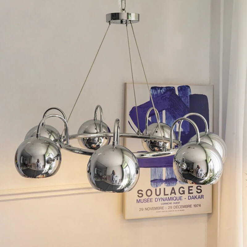 Eloer Bauhaus Style Antique Chrome Chandelier