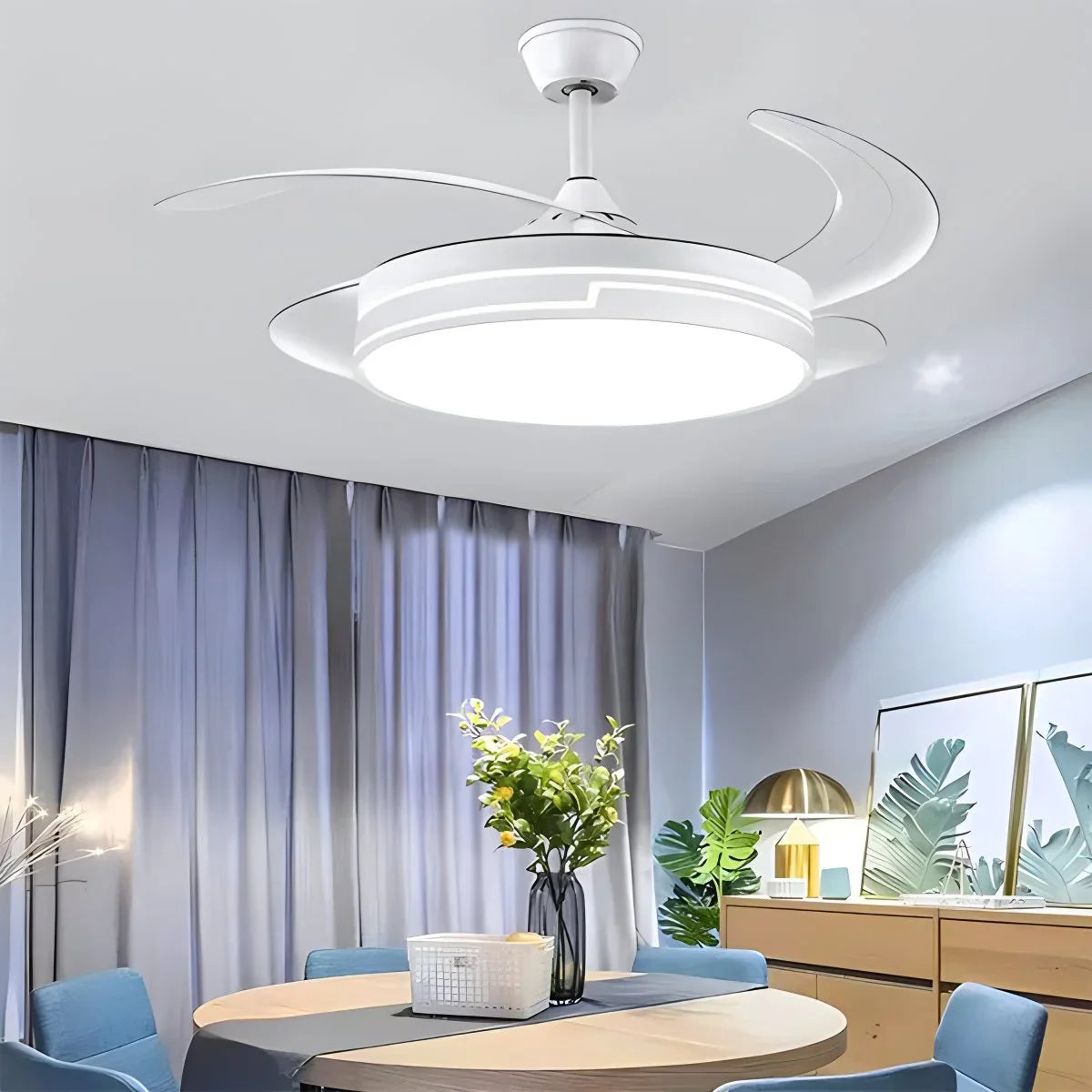Eloer Remote Minimalist Hugger Ceiling Fan Light