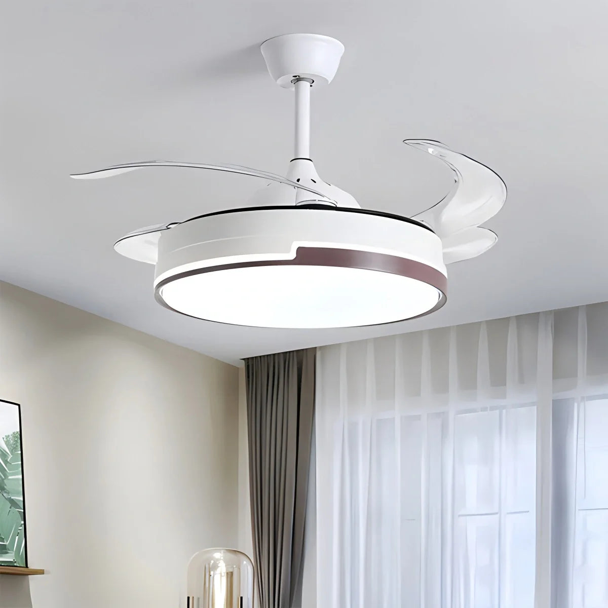 Eloer Remote Minimalist Hugger Ceiling Fan Light