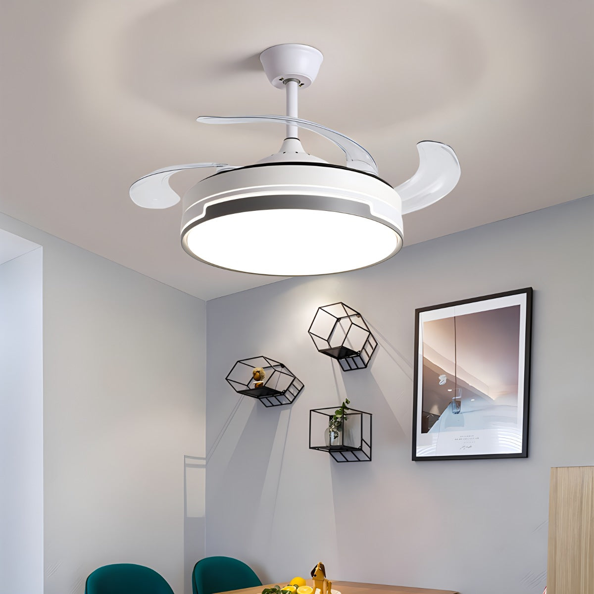 Eloer Remote Minimalist Hugger Ceiling Fan Light
