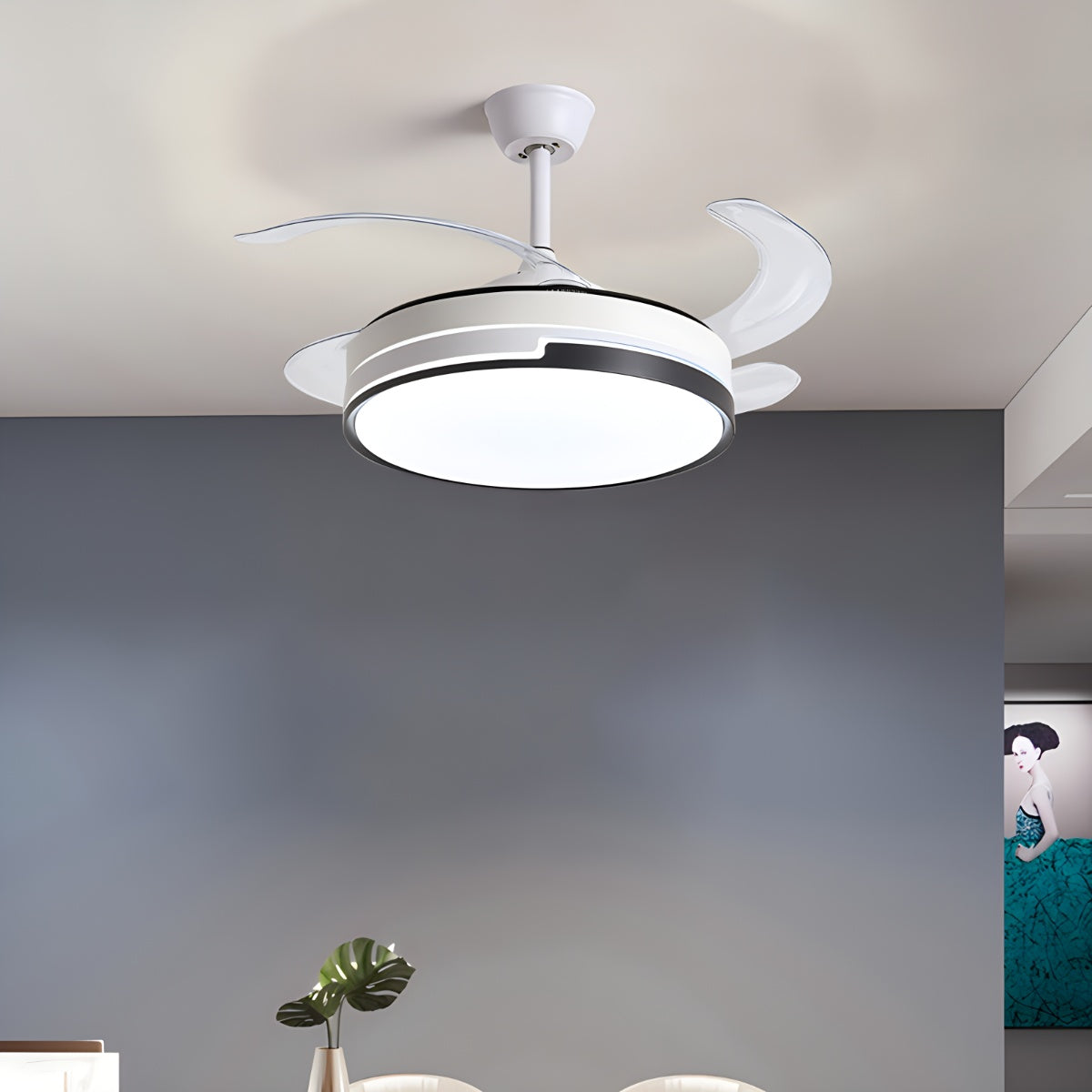 Eloer Remote Minimalist Hugger Ceiling Fan Light