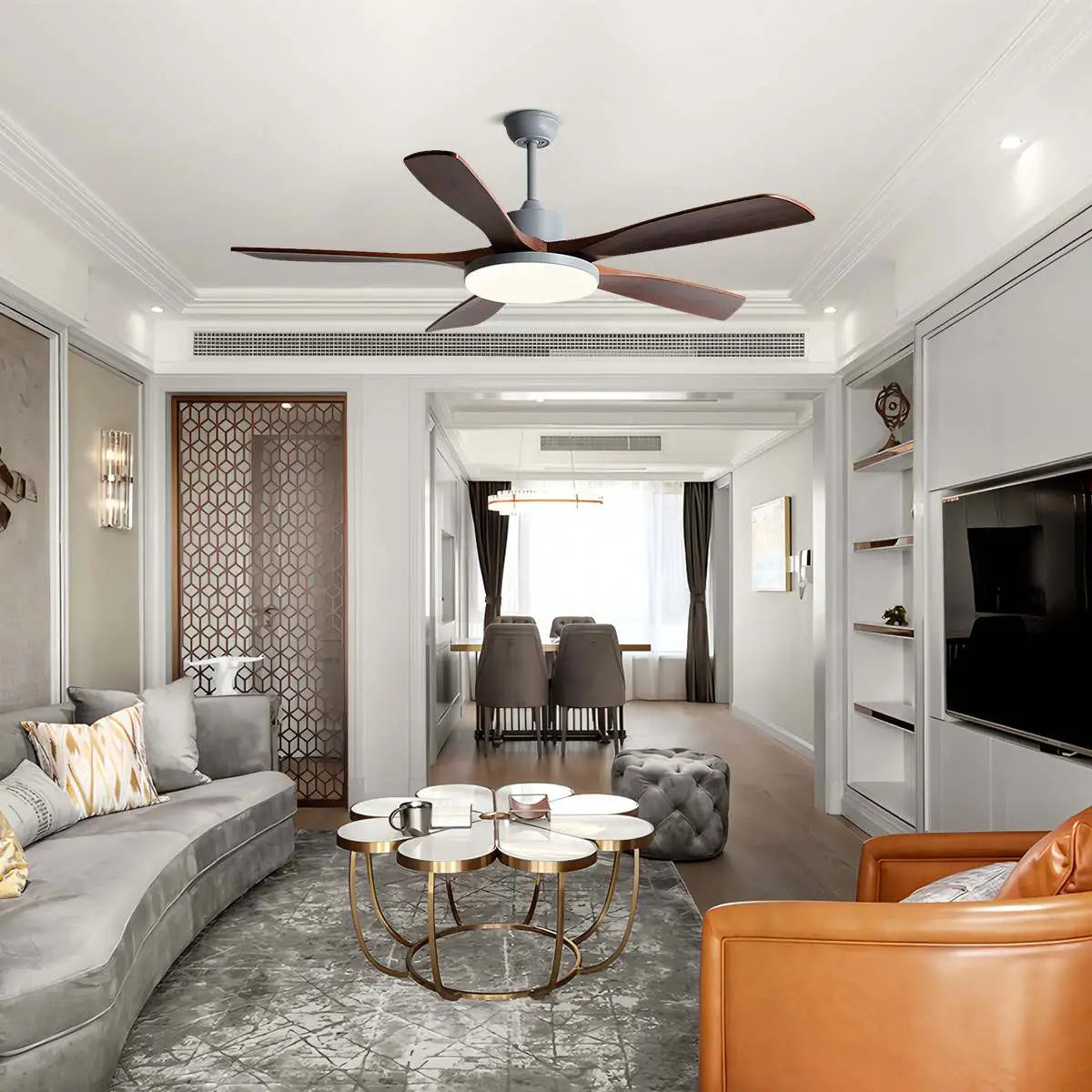 Eloer Minimalist Ceiling Fan with Light for Living Room