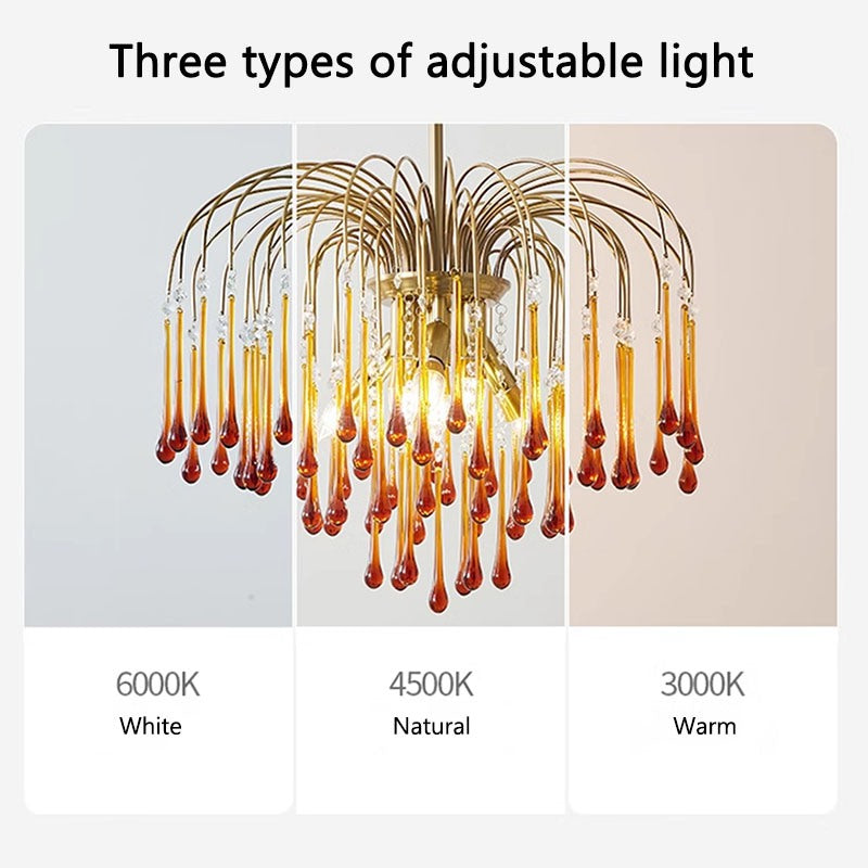 Eloer French Retro Water Drop Glass Chandelier