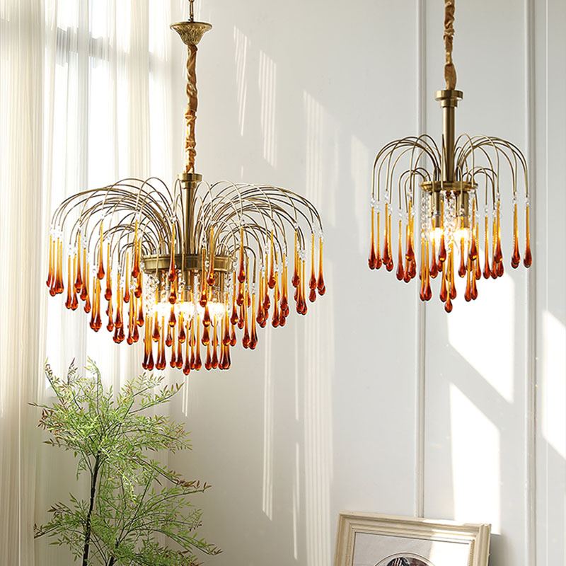 Eloer French Retro Water Drop Glass Chandelier