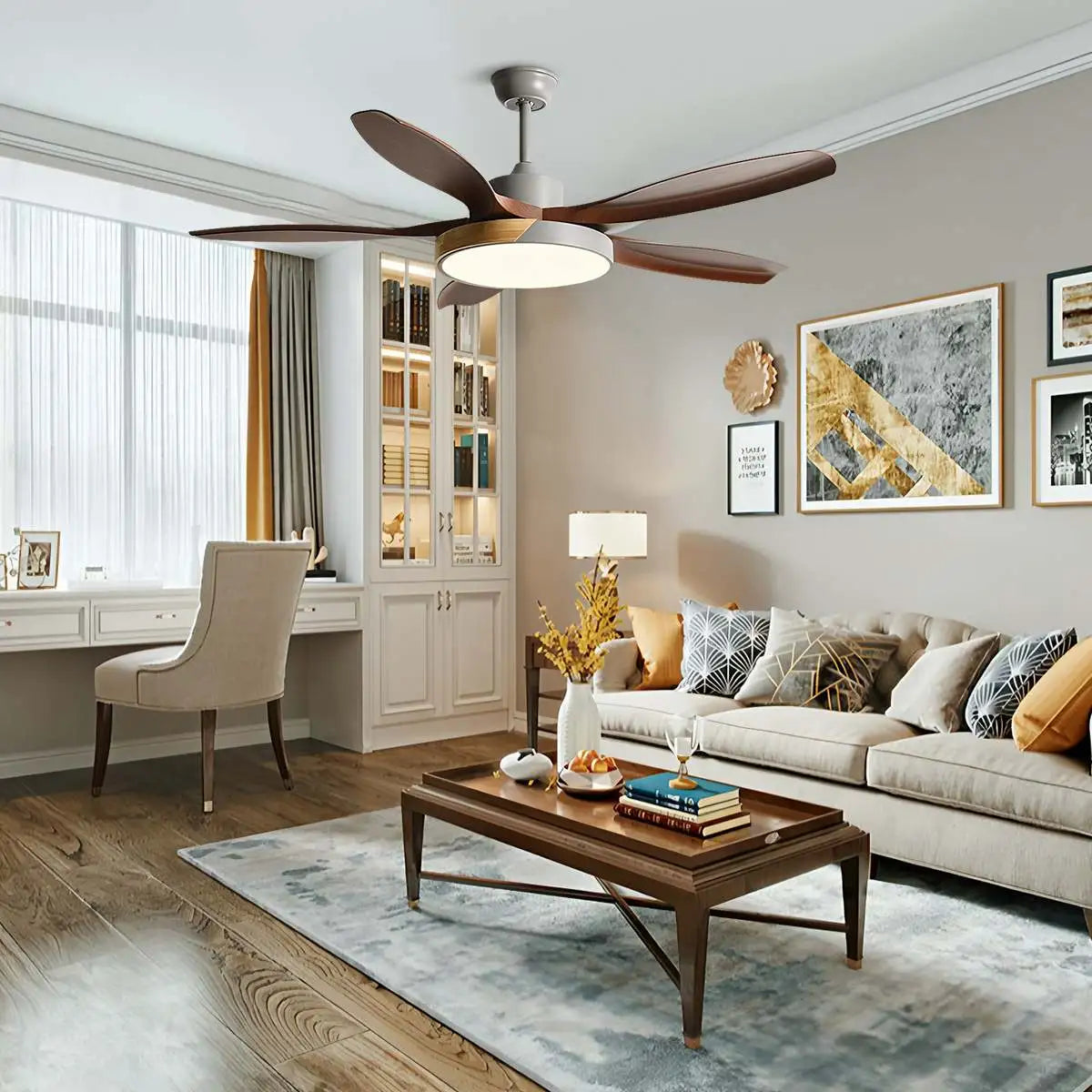 Eloer Nordic Living Room Ceiling Fan with Light