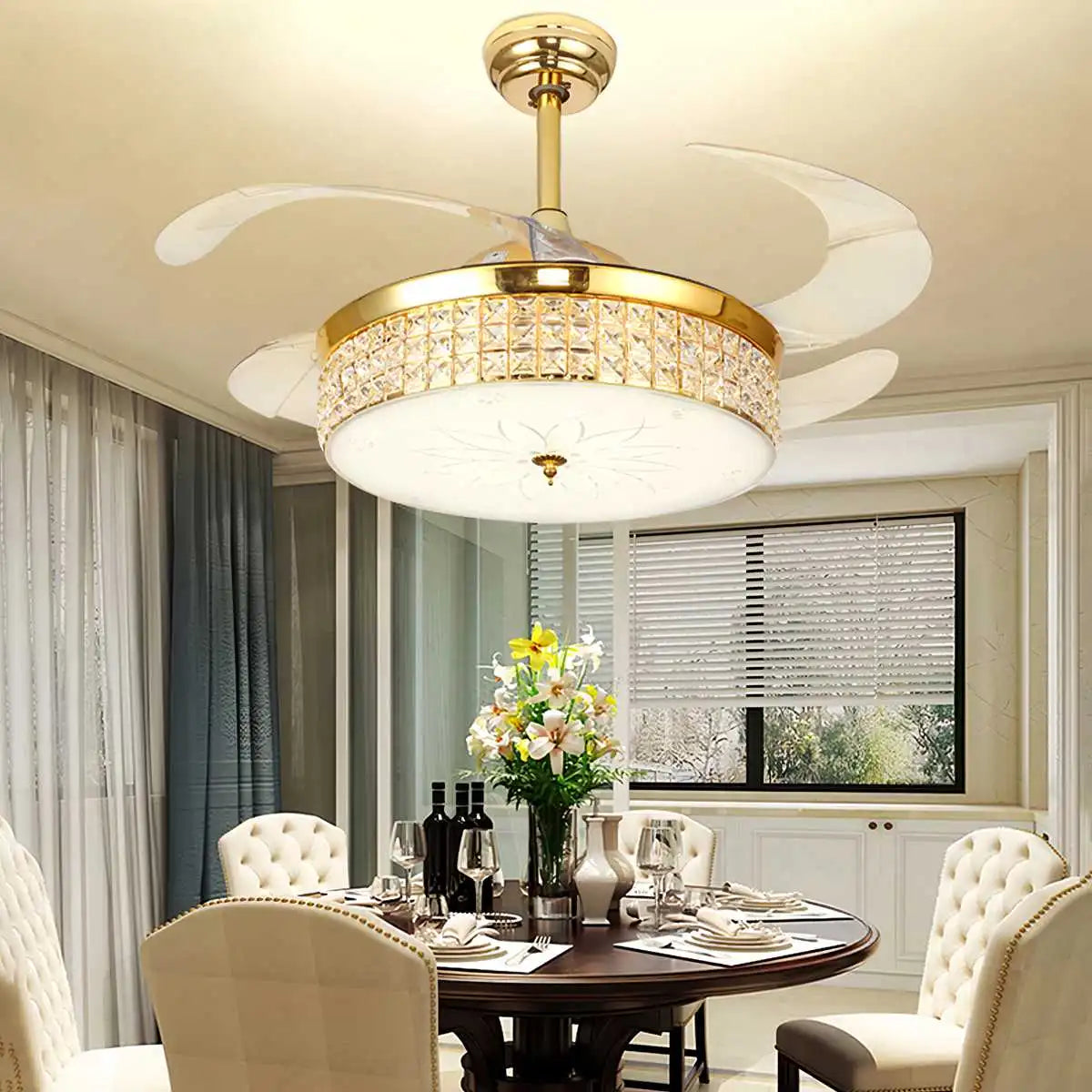 Remote Hugger Ceiling Fan Light for Low Ceilings