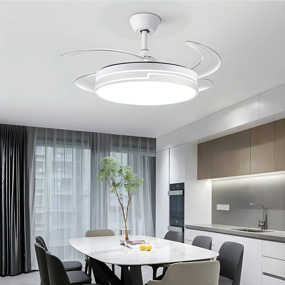 Eloer Remote Minimalist Hugger Ceiling Fan Light