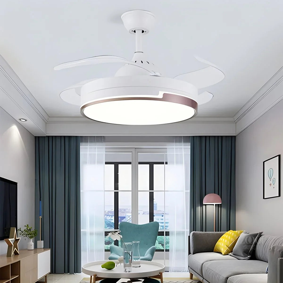 Eloer Remote Minimalist Hugger Ceiling Fan Light