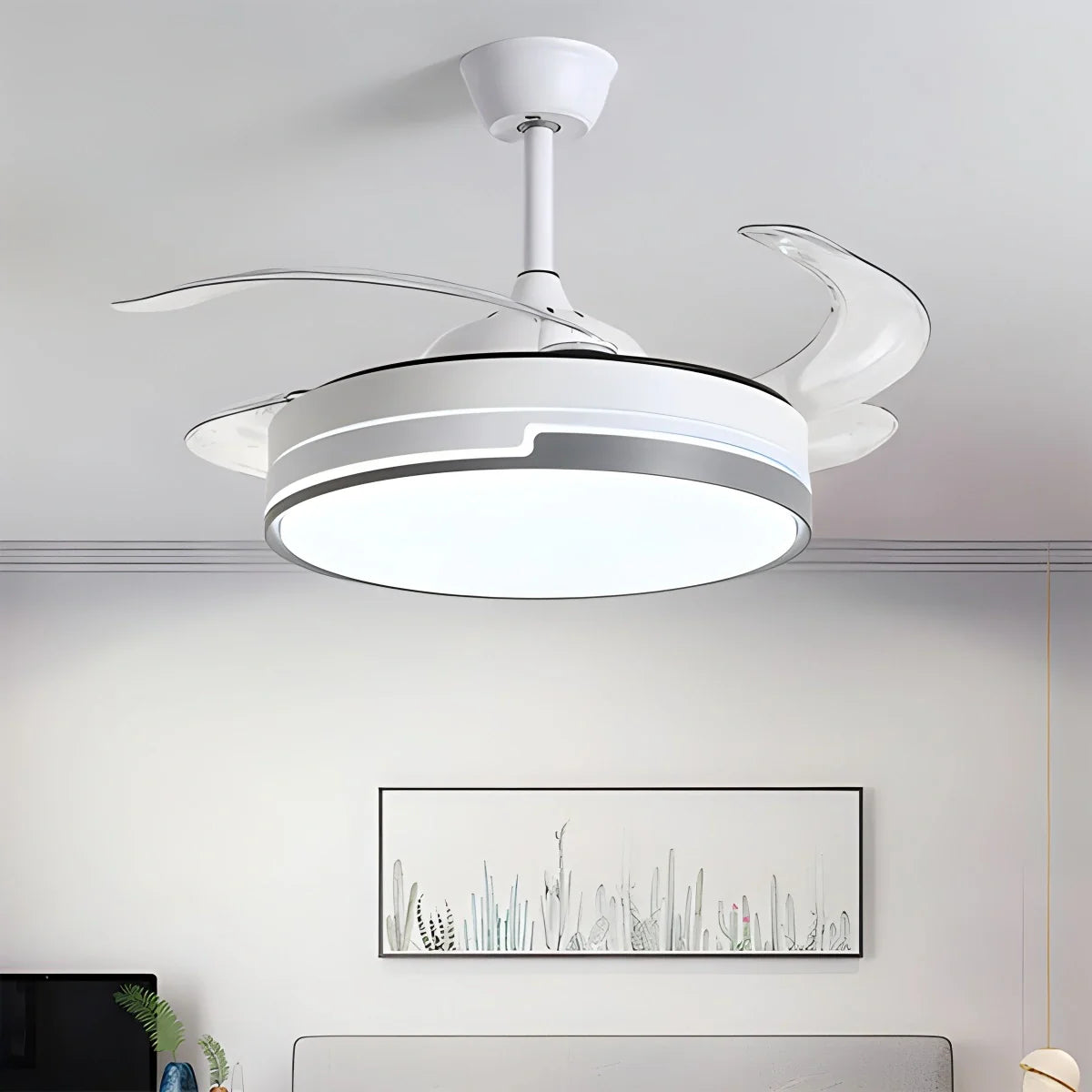 Eloer Remote Minimalist Hugger Ceiling Fan Light