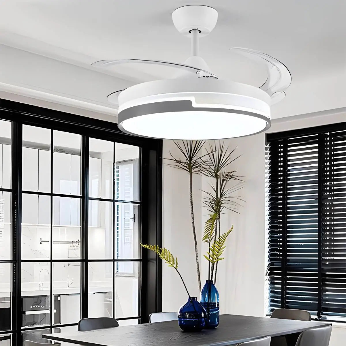 Eloer Remote Minimalist Hugger Ceiling Fan Light