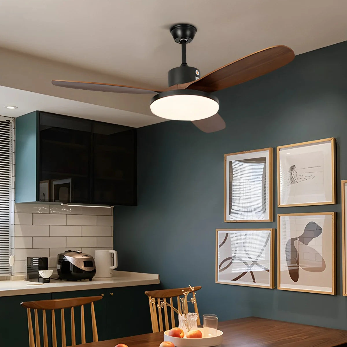 Eloer Wood 3 Blade Ceiling Fan with Light