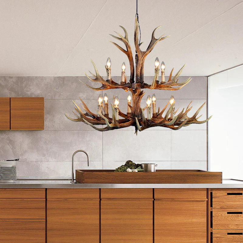 Eloer Antler Shape Resin Chandelier for Living Room