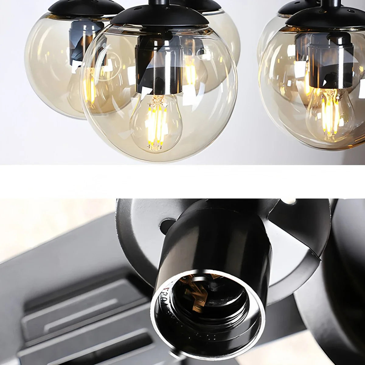Eloer American Retro Glass Globe Ceiling Fan Light