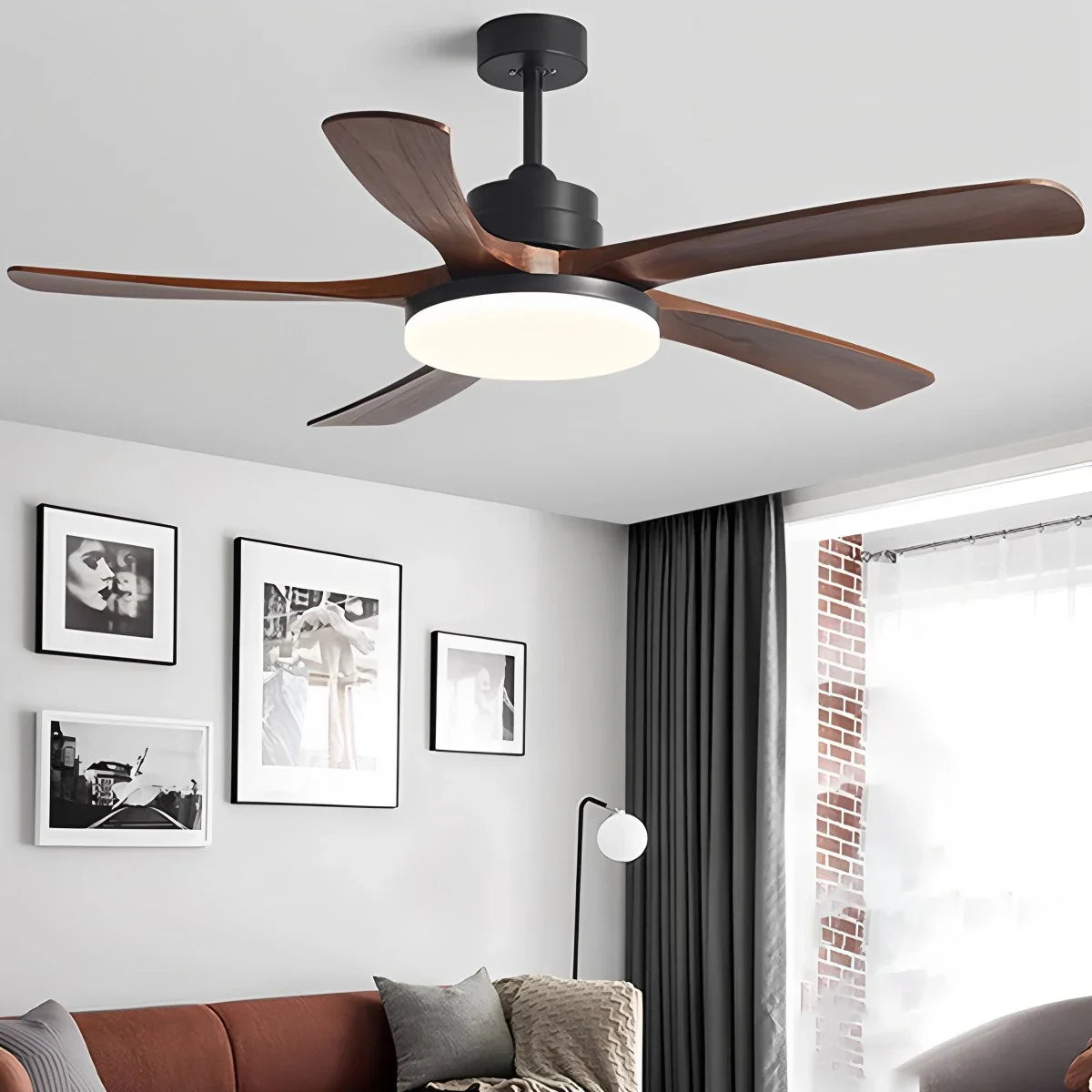 Eloer High Wind Solid Wood Ceiling Fan Light