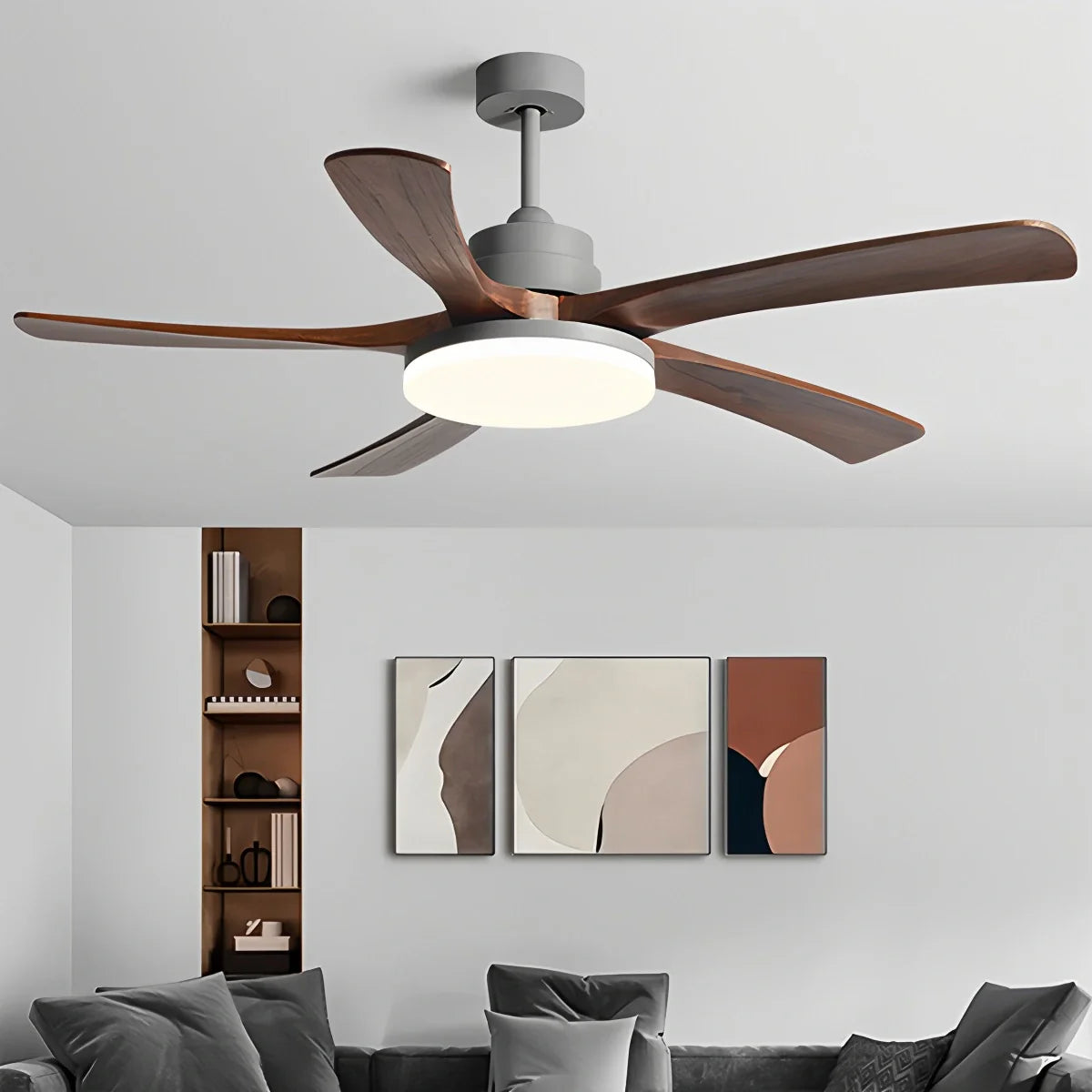 Eloer High Wind Solid Wood Ceiling Fan Light
