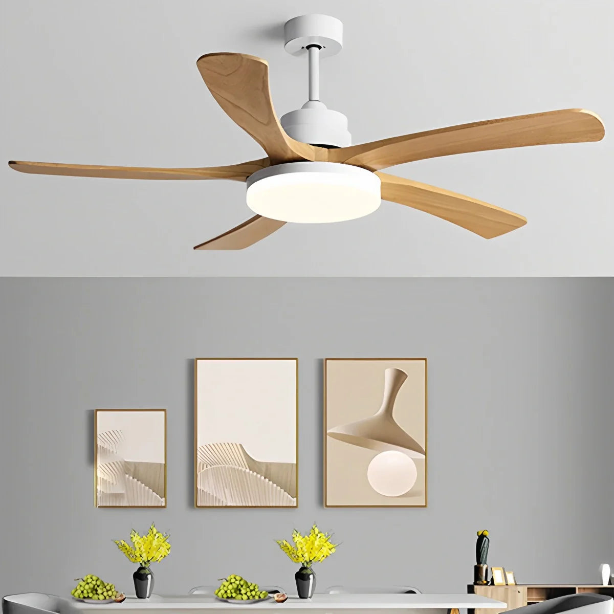 Eloer High Wind Solid Wood Ceiling Fan Light