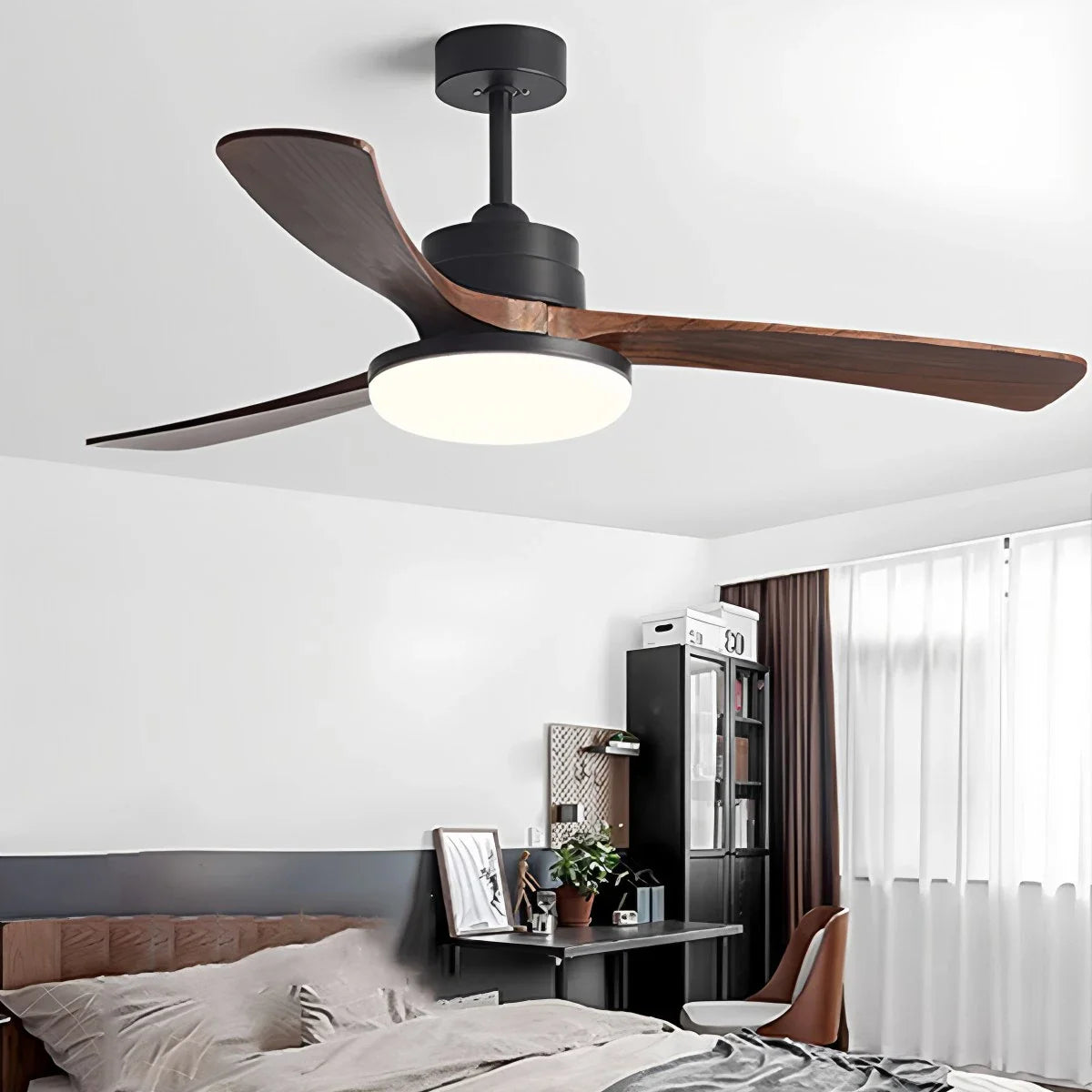 Eloer High Wind Solid Wood Ceiling Fan Light