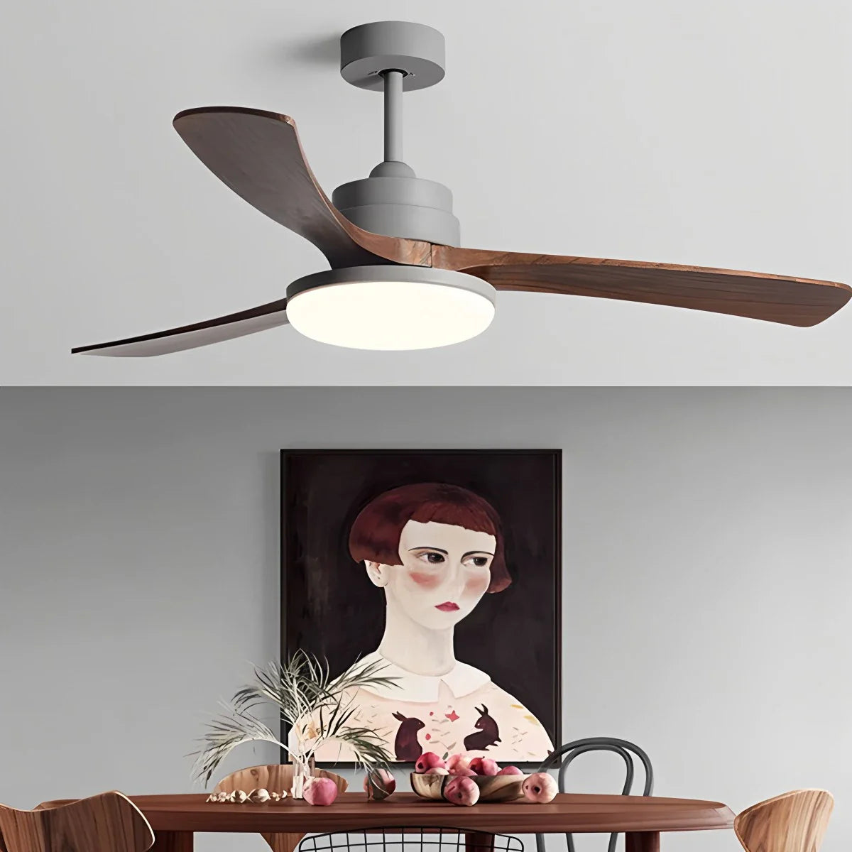 Eloer High Wind Solid Wood Ceiling Fan Light